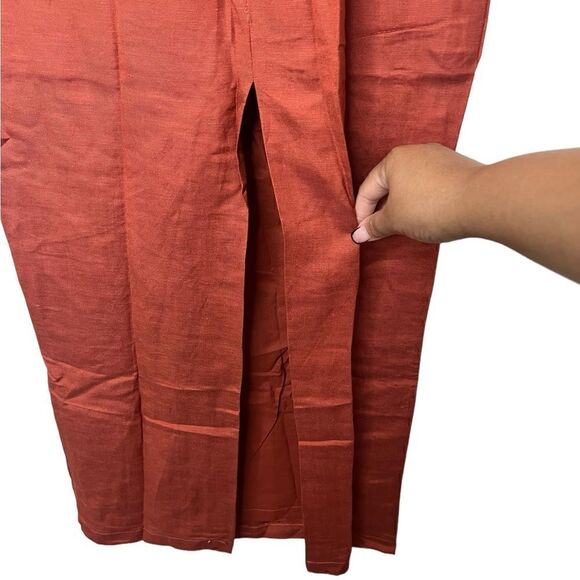 Rumer The Label x Revolve Chocolate Linen Blend Resortwear Roam Bandana Maxi - Picture 8 of 12